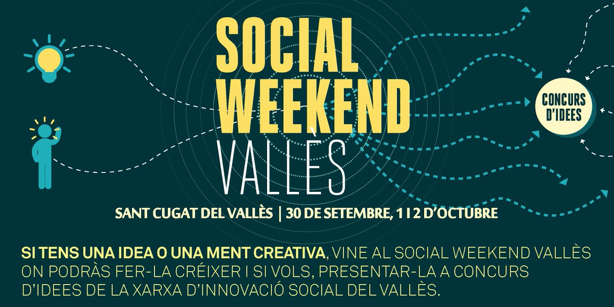 Apunta't a la #innovaciosocial al 2n #SocialWeekendVallès del 30/09, 1 i 2/10 a #SantCugat ow.ly/T49p304ca6Y