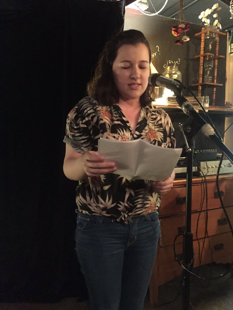 QUTLitSalon's tweet image. Chloe Earles reading at @QUTLitSalon #qutcreate #qutcommunicate