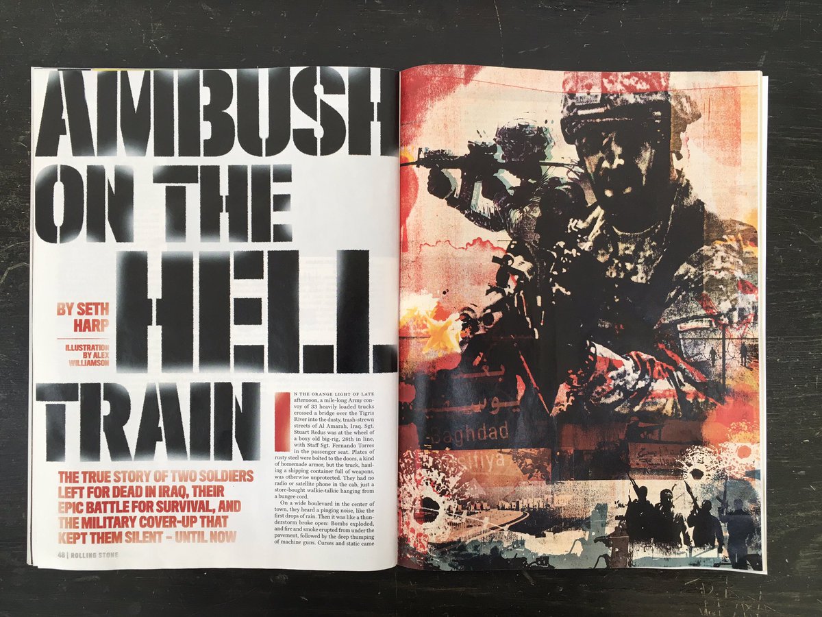 _Studio_W's tweet image. Recent #illustration for @RollingStone / Seth Harp article on @USArmy troops ambushed in Iraq.