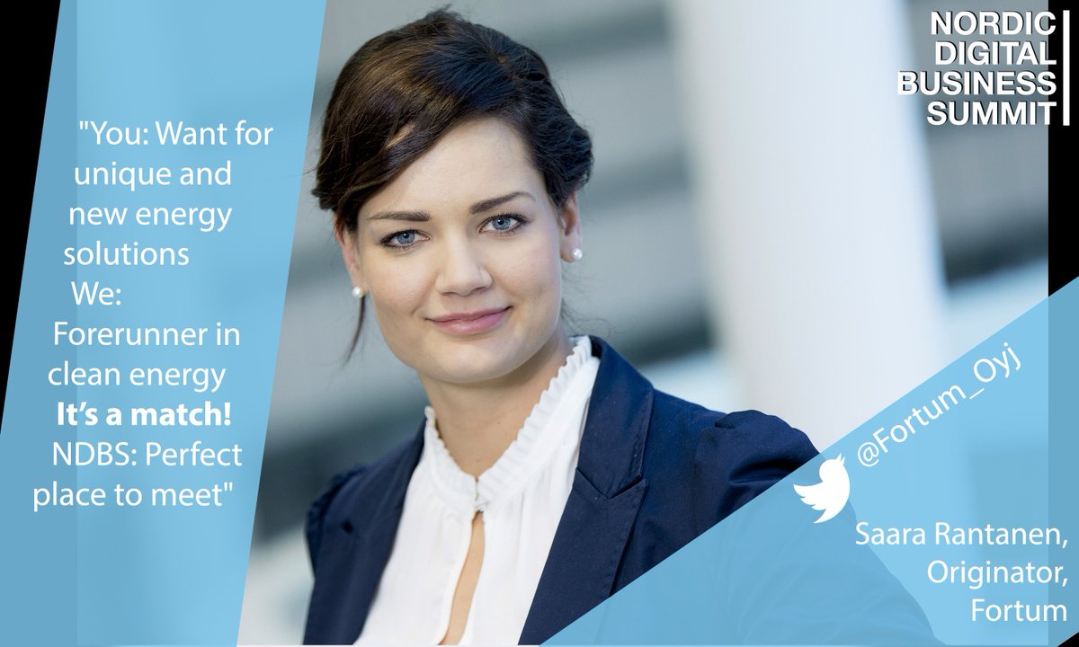 NDBS_events's tweet photo. #NDBS2016 is the perfect place to meet @SaaraRantanen from the forerunner in clean energy, @Fortum_Oyj! https://t.co/5uhKWO924a