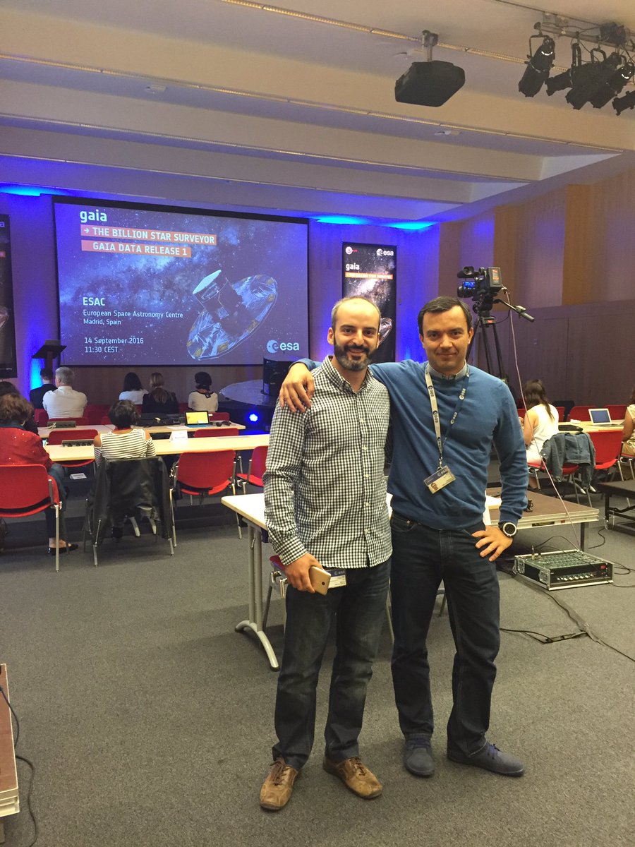 s_de_castro's tweet photo. Arriving to the press conference first Gaia Engineers! #GaiaDR1 https://t.co/Hrvk9MhNjc