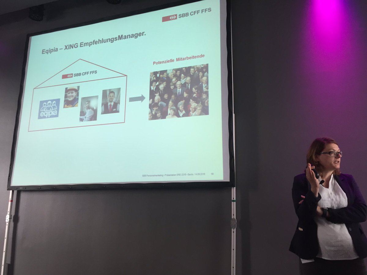 eqipia's tweet photo. .@LilianeKuert präsentiert den EmpfehlungsManager von @XING_de an den #SRD16 https://t.co/0OueUHnIOM