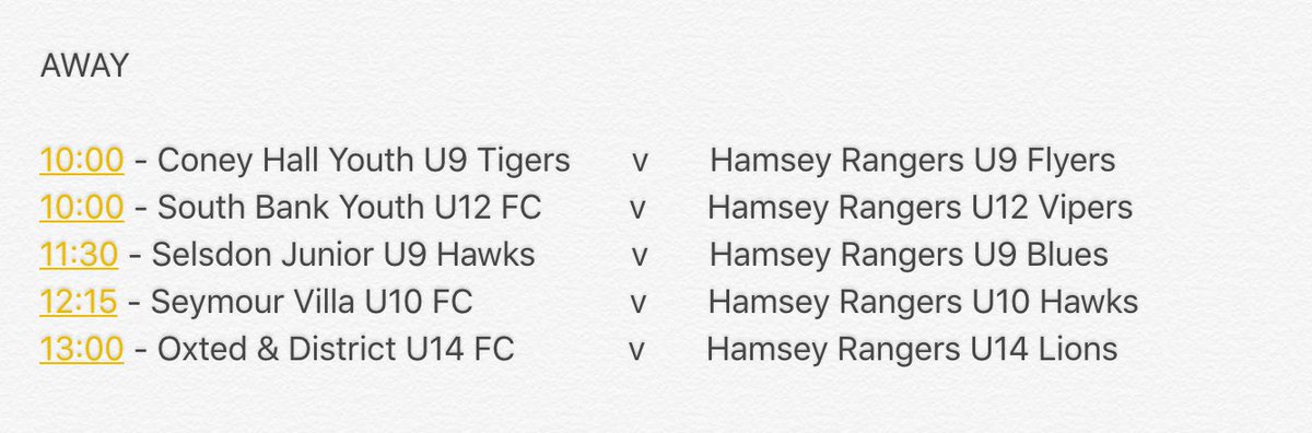HamseyRangers's tweet photo. Our fixtures this weekend... https://t.co/f7n937DZHe