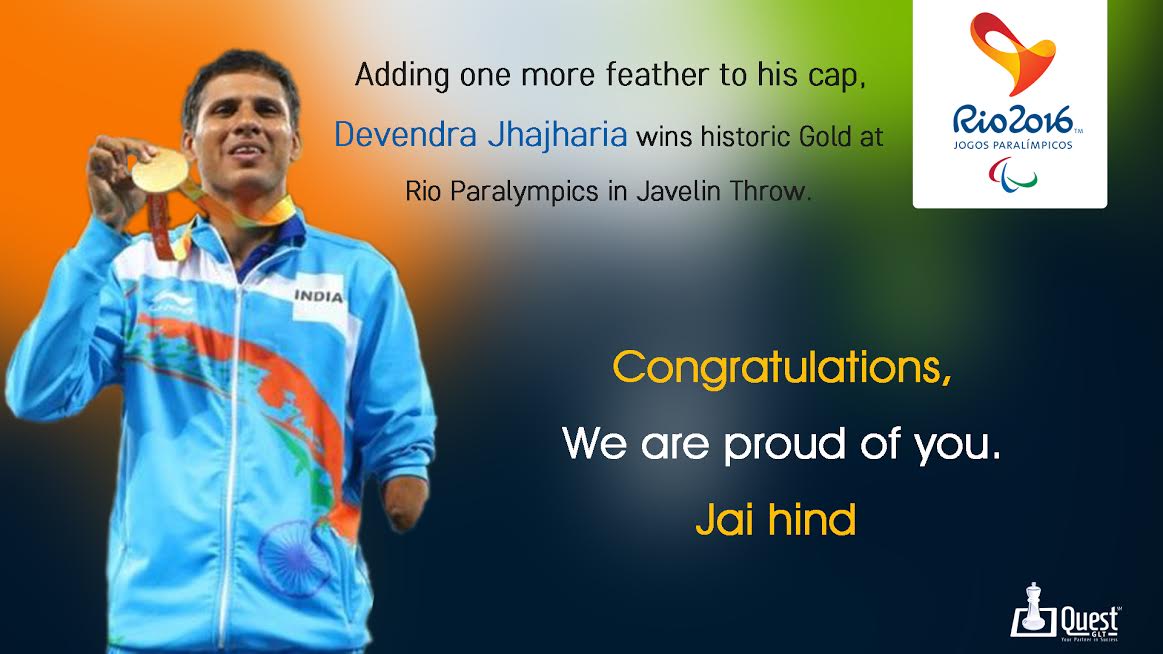 QuestGlt's tweet photo. #DevendraJhajharia #ParalympicsGames #Rio2016 #questglt. https://t.co/yS4r7rhpP9