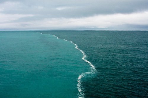 okinbook's tweet photo. I due mari che non si mescolano mai il Mare del Nord (lo Skagerrak) e il Mar Baltico (il Kattegat). https://t.co/p9NjSG6NVe