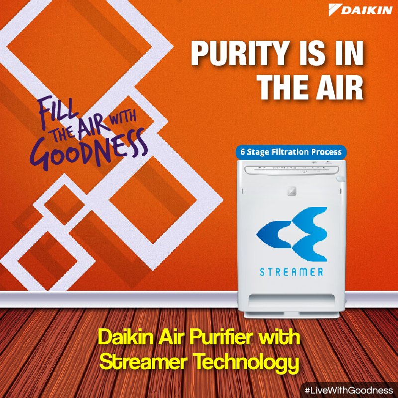 DaikinIndia's tweet photo. Purify the air you breathe in your house with Daikin Air Purifiers to live a healthy & happy life.#LiveWithGoodness https://t.co/wRIbHUqCne
