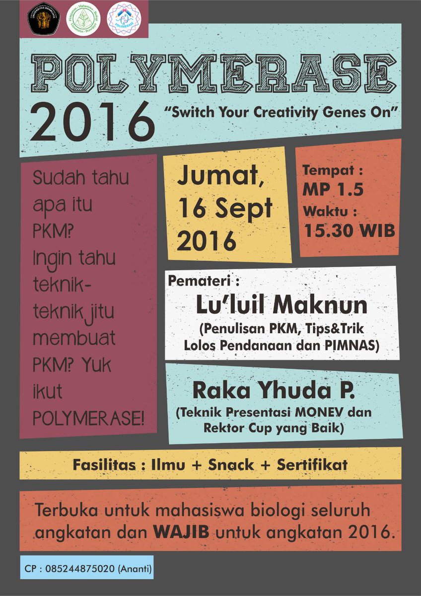 Haii teman-teman biologii!! Sudah tahu kan sebentar lagi ada PKM Dikti dan PKM MABA? -n-