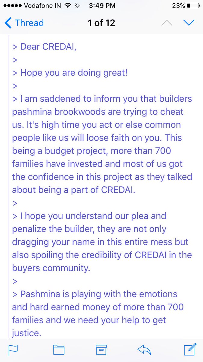 prashaanth's tweet photo. @CREDAINational @CredaiBengaluru   We'l keep the complaints flowin against ur accredited vendor #pashminabrookwoods https://t.co/40iYCj2Mwp