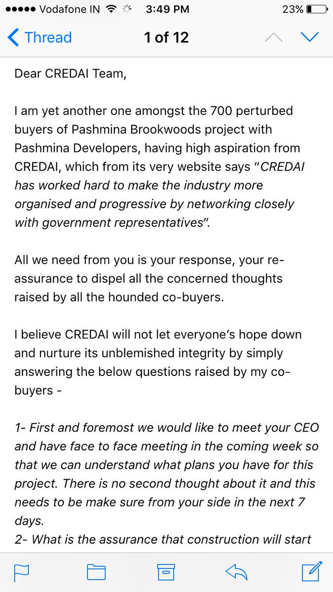 prashaanth's tweet photo. @CREDAINational @CredaiBengaluru   We'l keep the complaints flowin against ur accredited vendor #pashminabrookwoods https://t.co/40iYCj2Mwp