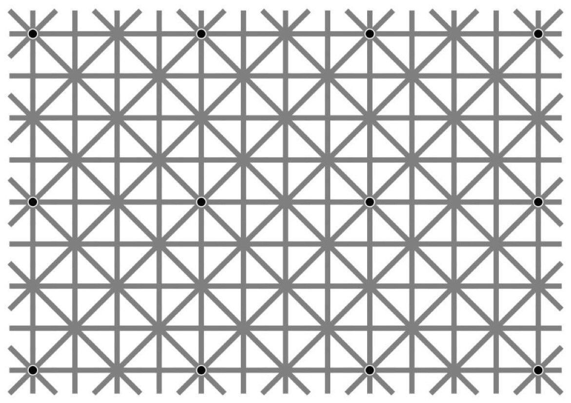ValaAfshar's tweet image. Your brain won't let you see the 12 black dots at once at the intersections in this image. #WednesdayWisdom