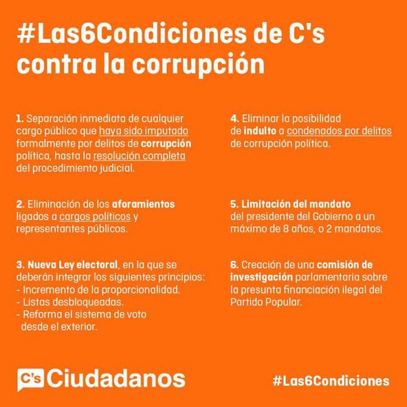 AlvaroViani's tweet photo. Rita Barberá dimite, punto 1 de #Las6Condiciones de C's firmadas por el PP https://t.co/NjUronWJGF https://t.co/UtTf6VHi7i