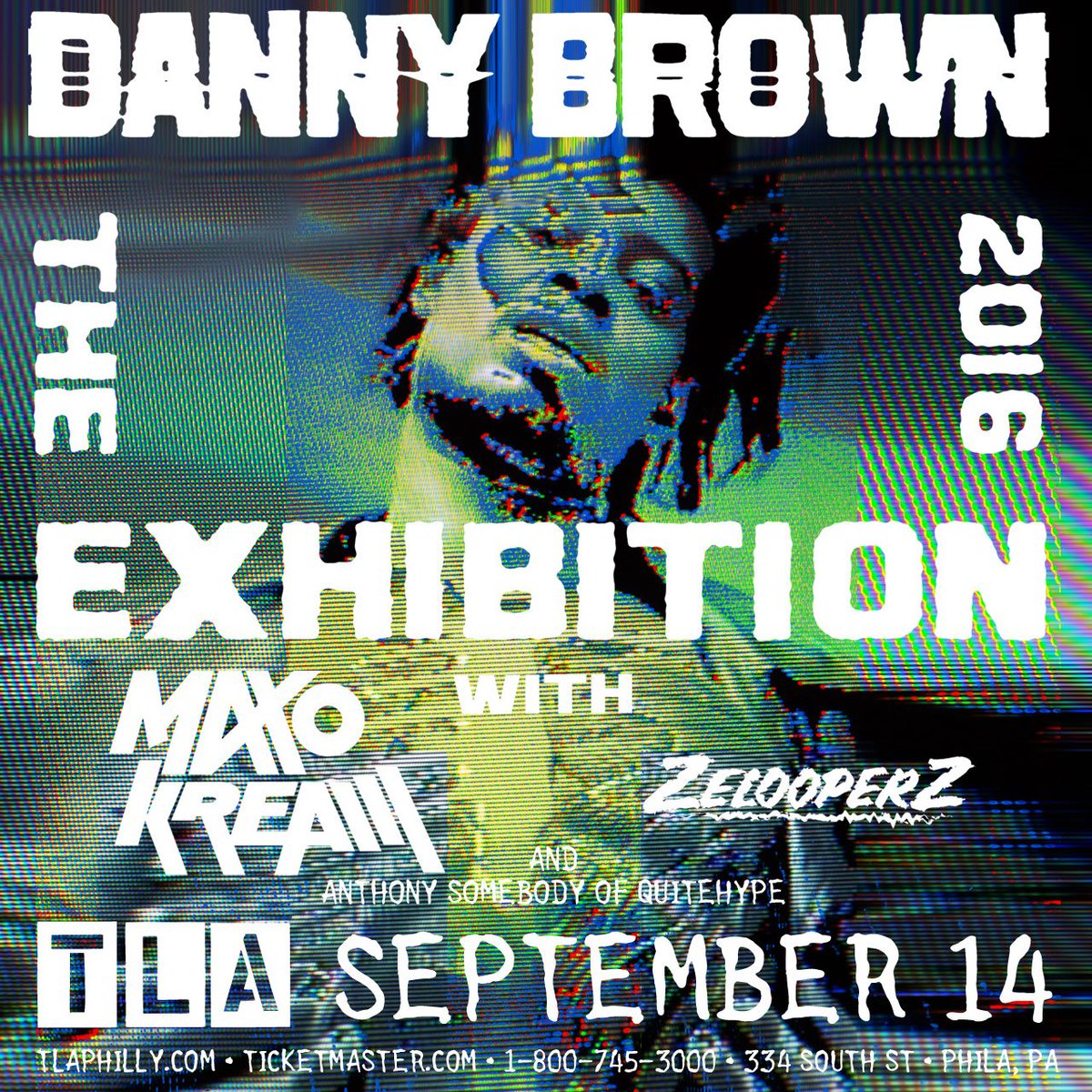 TLAPhilly's tweet photo. TONIGHT -- @XDannyxBrownX - The Exhibition 2016! Doors: 7P, Show: 8P. Info &amp; tix: https://t.co/bFg8upIBGz https://t.co/o3kCt9p8Lf