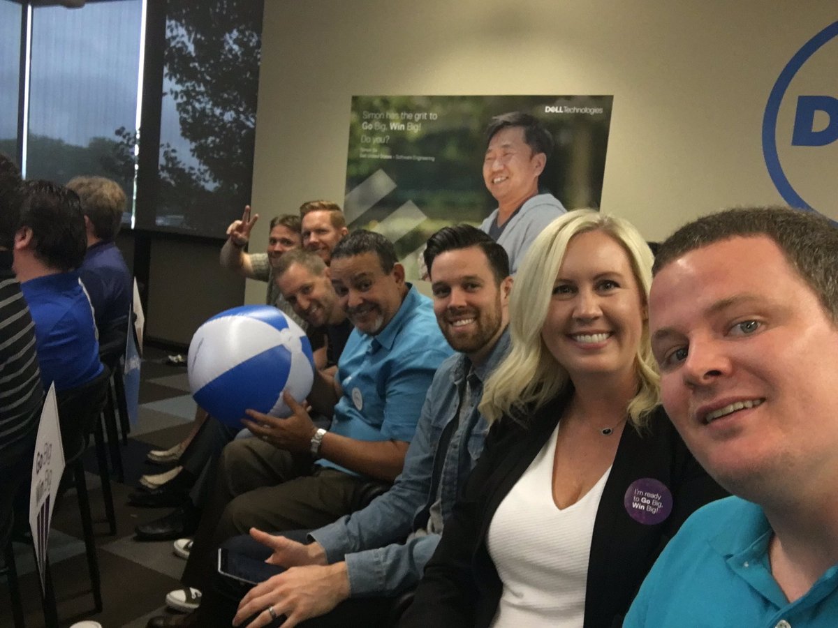 Dell OKC DFS team (plus one from the poster) enjoying the Dell Technologies celebration!  #DellOKC #GoBigWinBig