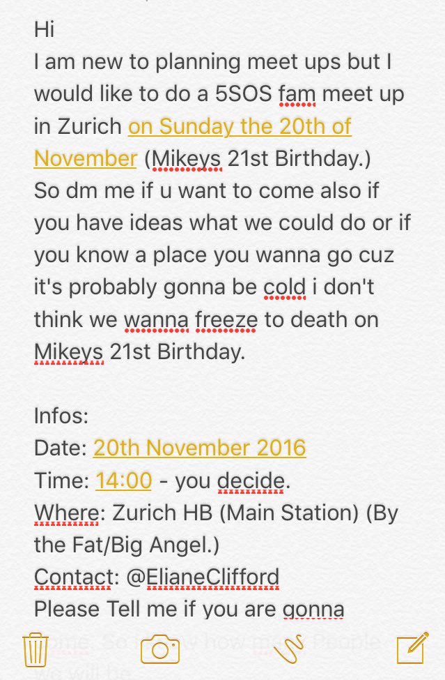 Elliequen's tweet photo. So i will try to plan a #5sosfammeetup in Switzerland, Zurich.
RT this to share. https://t.co/PafdQEgDza