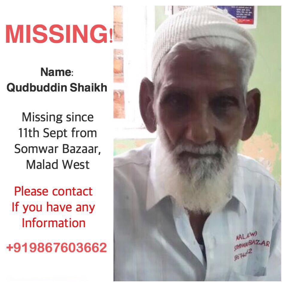 balli's tweet photo. Qudbudin Shaikh
Missing from Malad
9867603662
9833547630
Pls RT
#Mumbai #missingPerson
@PMOIndia @AslamShaikhMLA https://t.co/8YvmPSfHEi