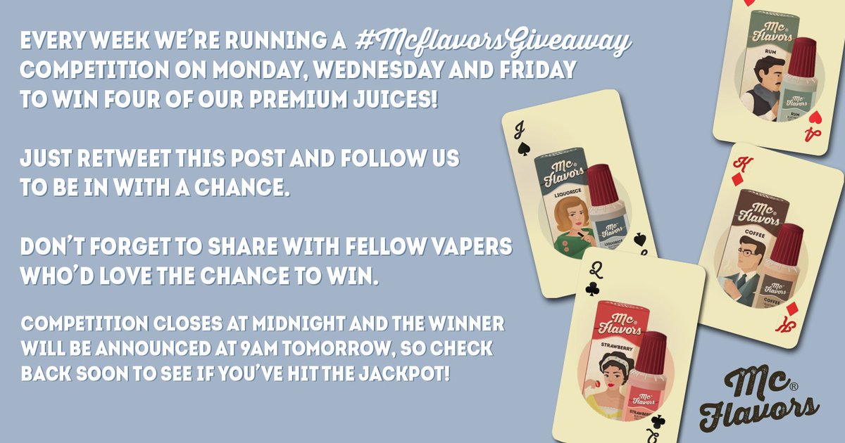 Let's banish mid-week blues with a #McFlavorsGiveaway! RT &amp; FOLLOW for the chance to #WIN 4 of our premium juices!