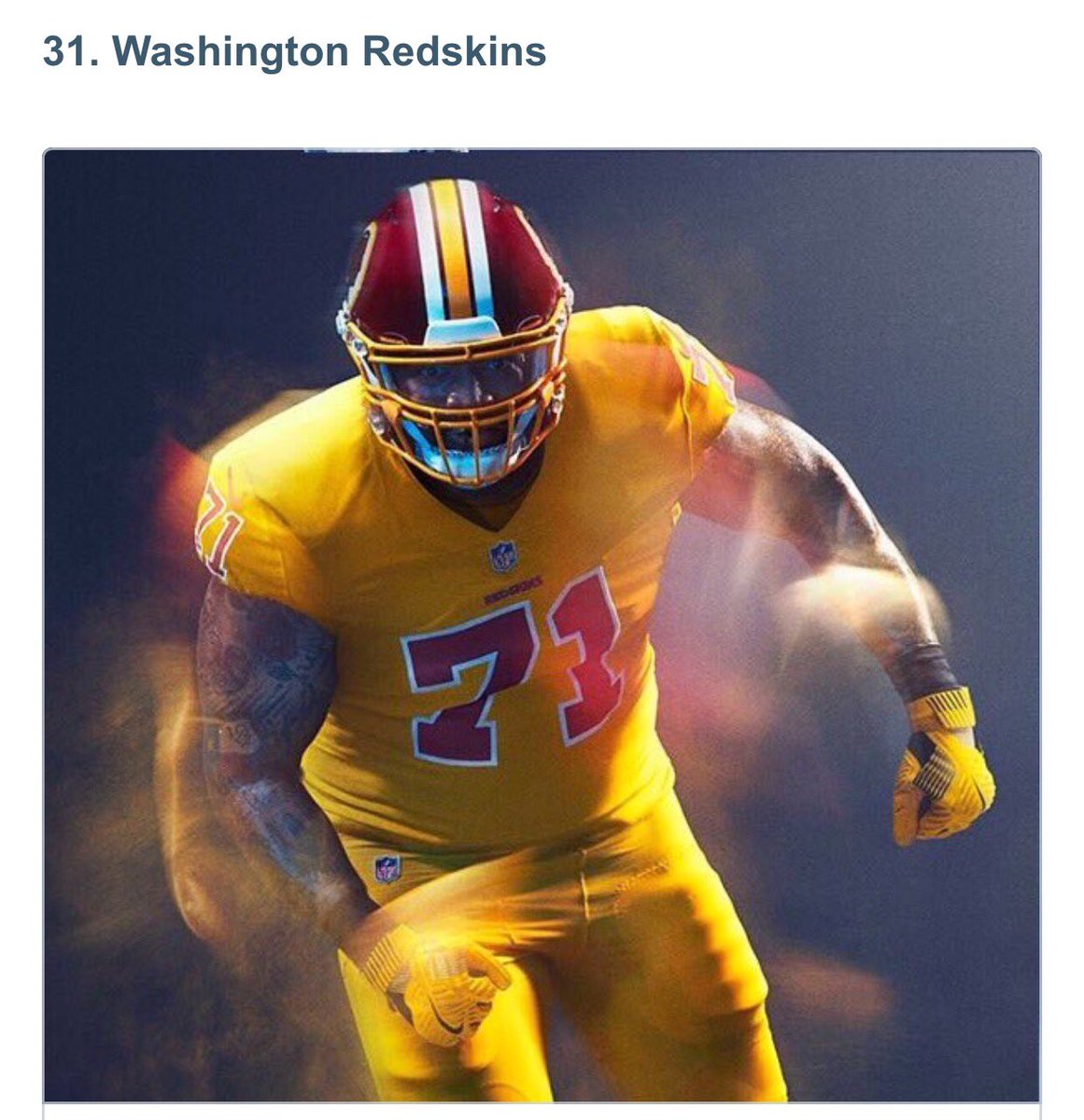 redskins color rush jersey