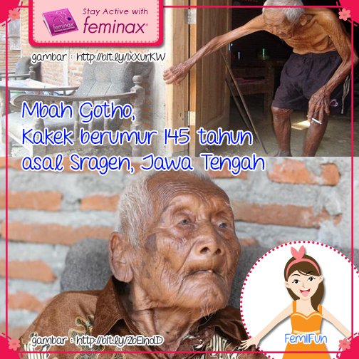 femiistayactive's tweet image. Kakek Gotho dari Sragen Jawa Tengah, manusia tertua di dunia, berumur 145 tahun!