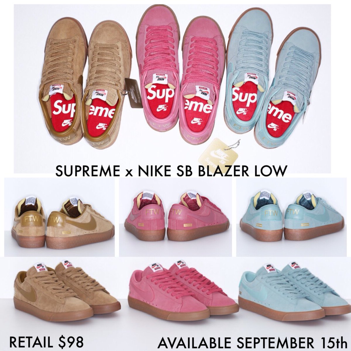 nike sb blazer low gt supreme desert bloom