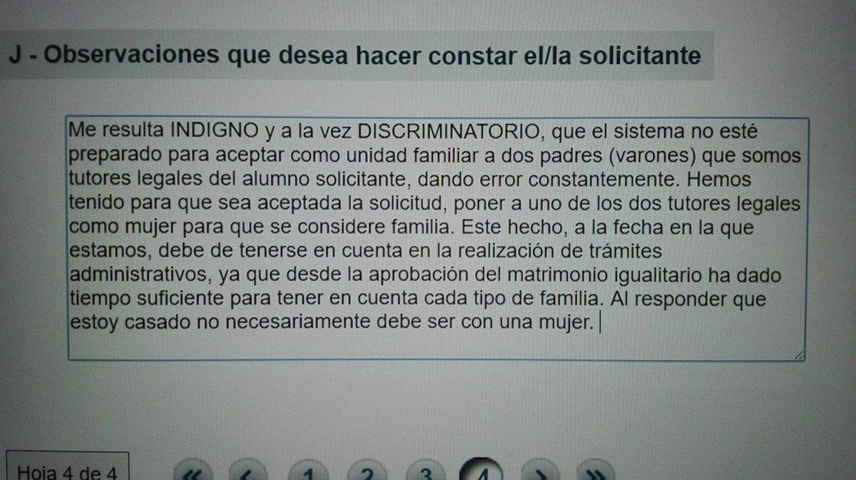 Un padre homosexual denuncia discriminación a familias homoparentales tras solicitar una beca.