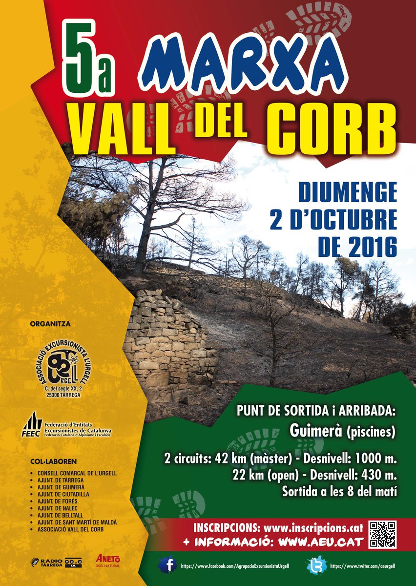 aeurgell's tweet photo. La pluja ens neteja els camins de pols i cendra, naltres els omplirem de color per la marxa vall del #corb 2016 https://t.co/07cEZZprNX