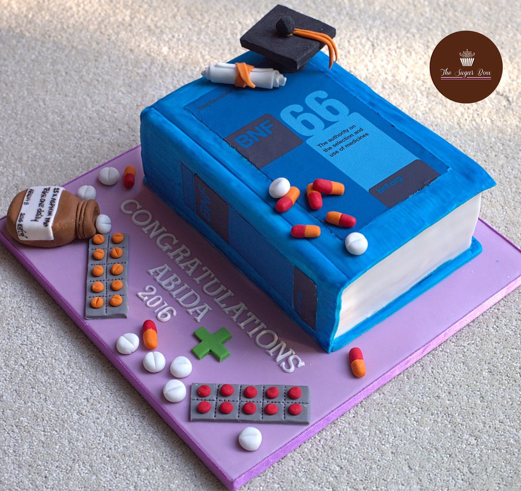 TheSugarBoxx's tweet photo. #BNFcake for a pharmacy graduate I'm sure all pharmacy staff/medics will appreciate this #MPharm #pharmacyCake #cake https://t.co/bcY96hdtIb