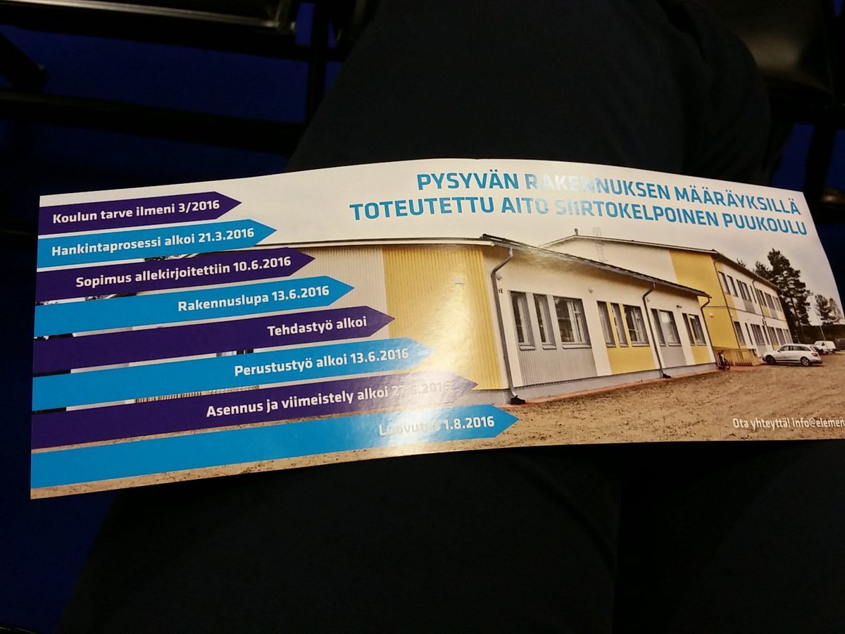 KontinenAnniina's tweet photo. Puuelementeistä pysyviä, nopeita (1 kk) ja terveellisiä koulurakennuksia?#kuntamarkkinat #rakennusterveys #elementit https://t.co/sVC9yJfQZN