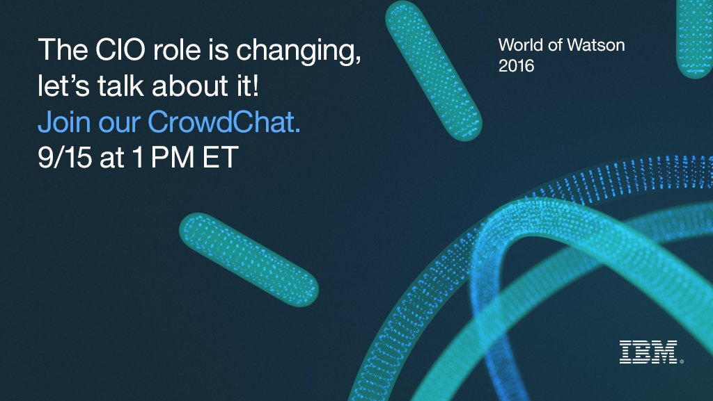 IBMData's tweet image. The #CIO role is changing, let's talk about it! Join our CrowdChat. #ibmcio #bigdata #ibmwow ibm.co/2ba9vMP