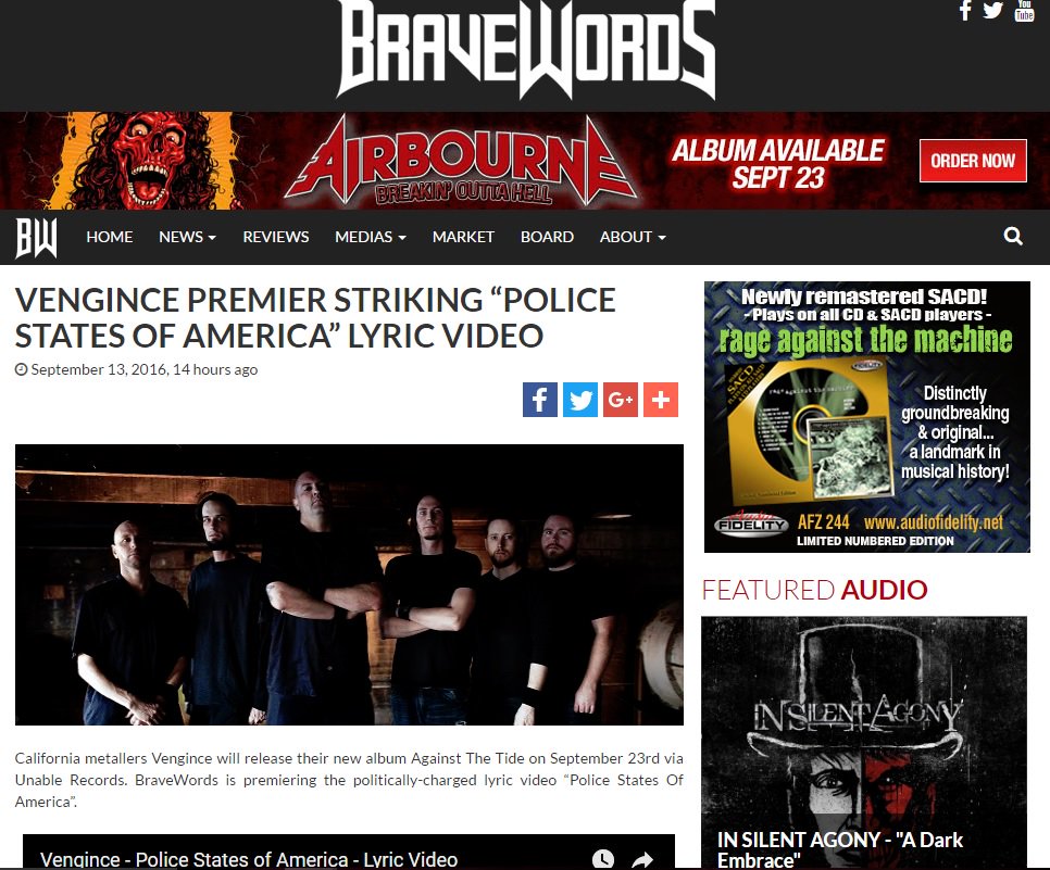 UnableDistro's tweet image. NEW: @BraveWords666 has the exclusive #premier of a new lyric #video by VENGINCE #HeavyMetal bravewords.com/exclusives/vid…