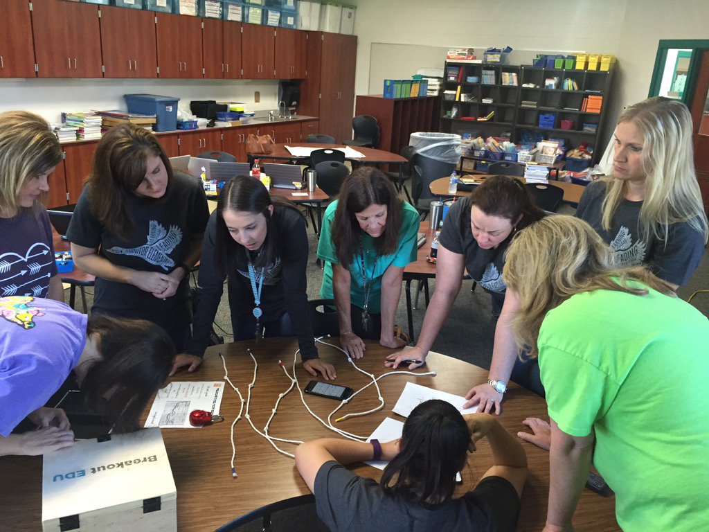 perkinsd's tweet photo. #BreakoutEDU I think #Sdale #eMINTS teachers will do it! https://t.co/mHuR0Cziiz