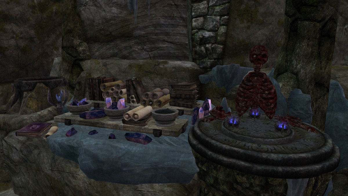 ToggleAI's tweet image. Just finished the enchanting station for my new #Skyrim mod, lighting still needs to be edited