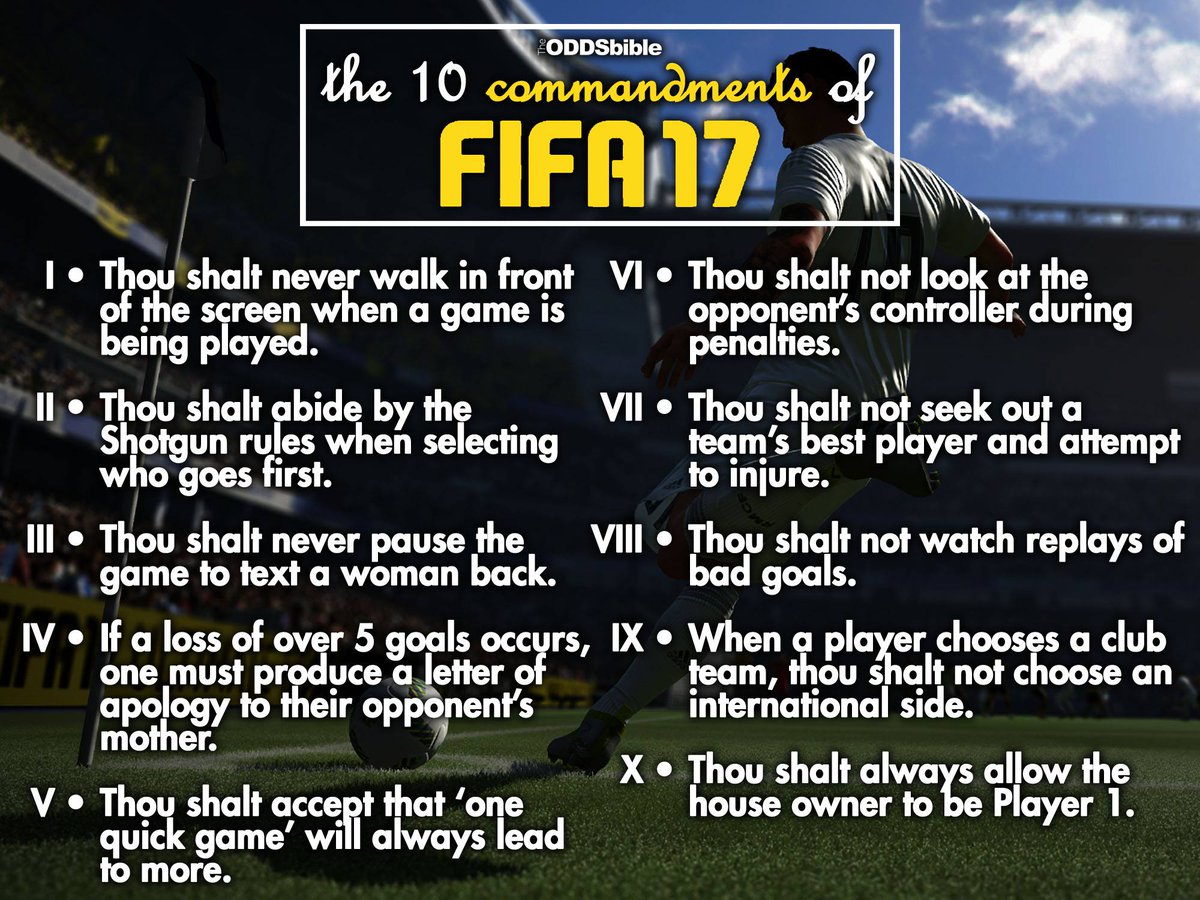 ODDSbible's tweet photo. The commandments of FIFA... https://t.co/Mhnmugo81u