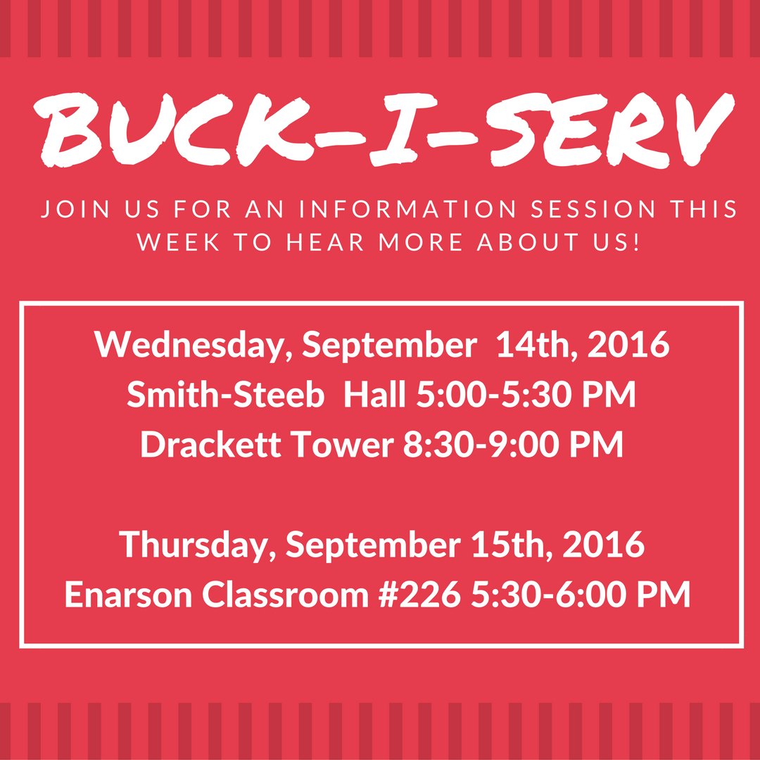 BuckISERV's tweet photo. Our last information sessions for winter trips are today and tomorrow! Winter apps due this Sunday, Sept. 18th! https://t.co/YXjzoZZBJH