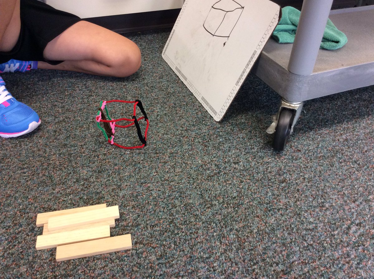 atkauffman's tweet photo. Keva plank design challenge, pipe cleaners as a structure to hold 5 in. off the ground #gcslearn https://t.co/nSrhU5OVFz