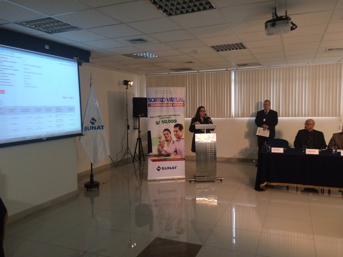 SUNATOficial's tweet photo. Culmina así 7mo #SorteoVirtual de Comprobantes de Pago. Opciones seleccionadas se publicarán en micomprobante.pe https://t.co/I2GC5GCVpY