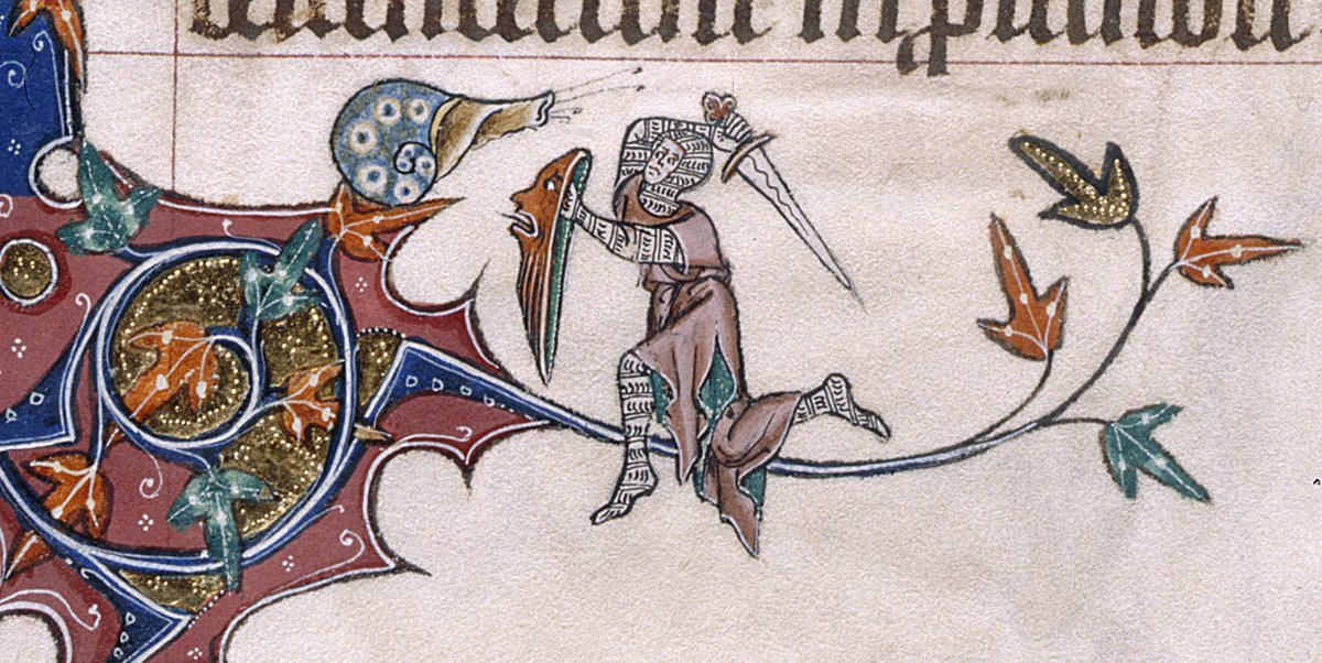 britishlibrary's tweet photo. Nobody knows why but lots of medieval manuscripts show knights fighting snails https://t.co/8UfgZOpeQC @JDavidsonRM https://t.co/dov6fLA9U6