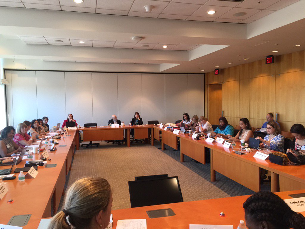 LizShuler's tweet photo. Global strategy session on gender-based violence in the workplace. #1uWomen ready to make change together! https://t.co/m1u0S0bk1S