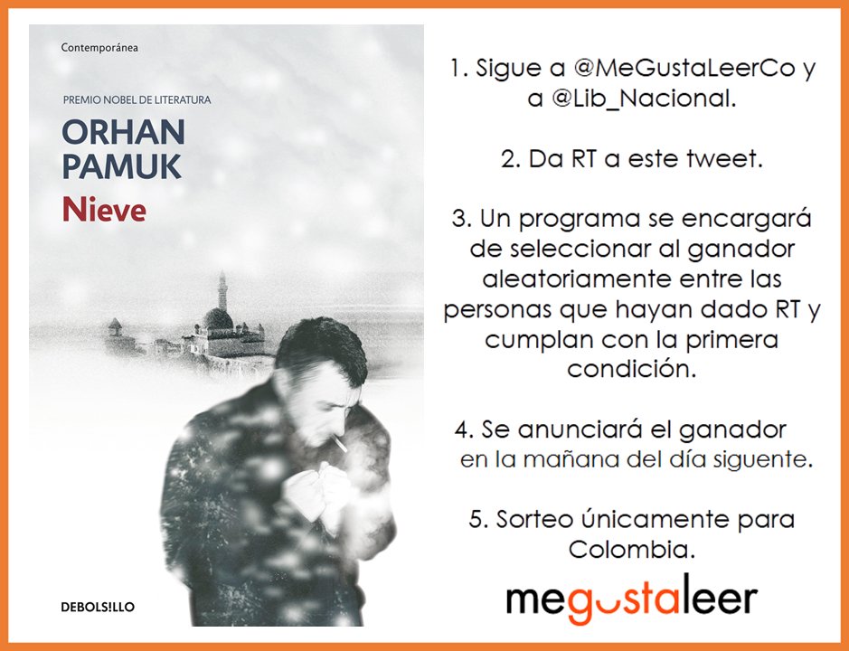 Penguinlibrosco's tweet photo. #UnLibroPorDía RT y seguir a @MeGustaLeerCo y @Lib_Nacional para ganar #Nieve de Orhan Pamuk. https://t.co/ft9YlmDHU0