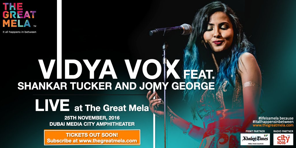 The Great Mela - The happiness Festival (@thegreatmela) on Twitter photo #Mash-up queen <a href="/VidyaVox/">Vidya</a> takes the stage this #November <a href="/thegreatmela/">The Great Mela - The happiness Festival</a> along with <a href="/ShankarTucker/">Shankar Tucker</a> and Jomy George!! #Mash-up queen <a href="/VidyaVox/">Vidya</a> takes the stage this #November <a href="/thegreatmela/">The Great Mela - The happiness Festival</a> along with <a href="/ShankarTucker/">Shankar Tucker</a> and Jomy George!!