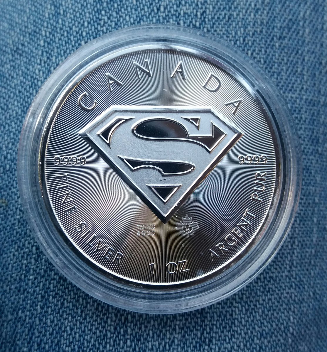 silver4cash's tweet photo. New to the stack. Canadian Silver shield Superman 1 Troy Oz .999 Au. #Silver https://t.co/zuJ2B9sU26