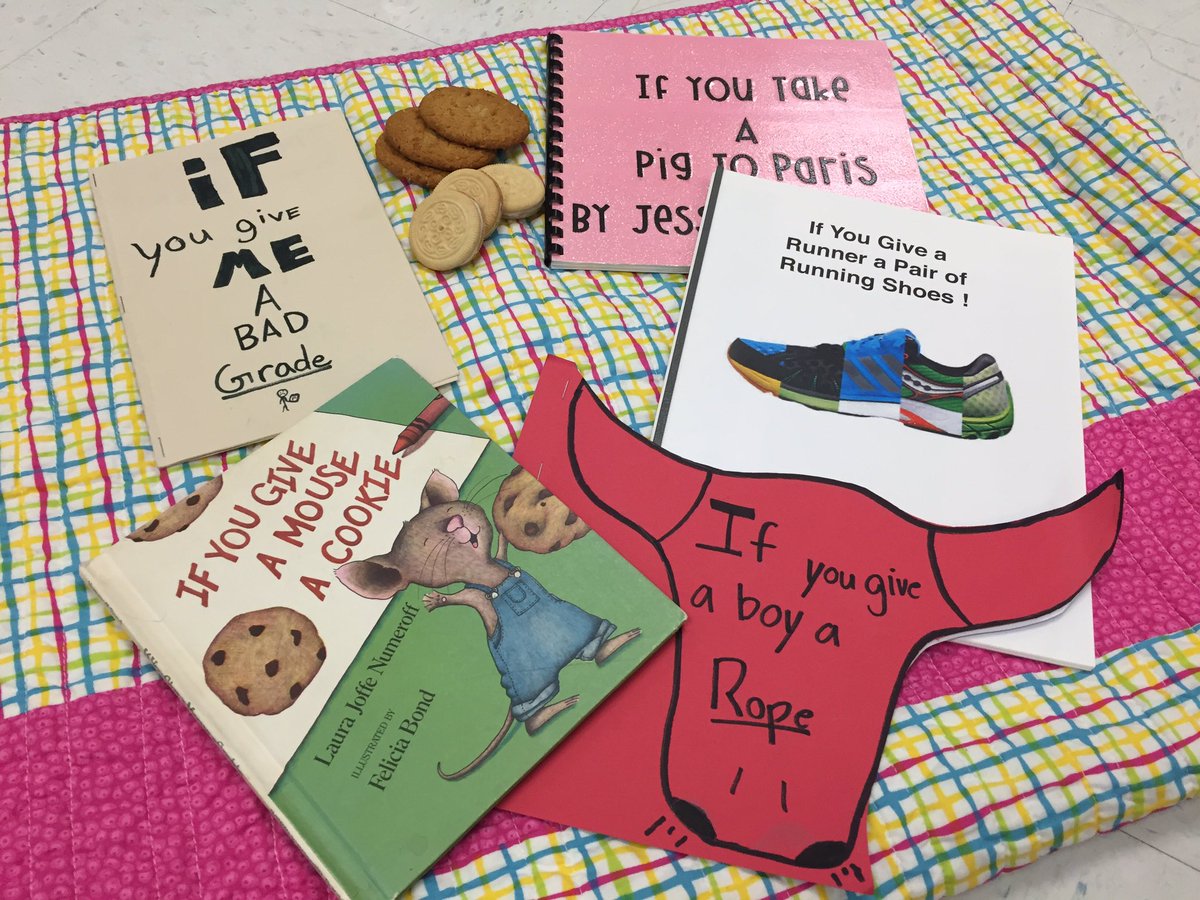twoquailplexus's tweet image. Conditionals book project! Read If You Give a Mouse a Cookie on the story rug with cookies! #MathFTW #TIContest