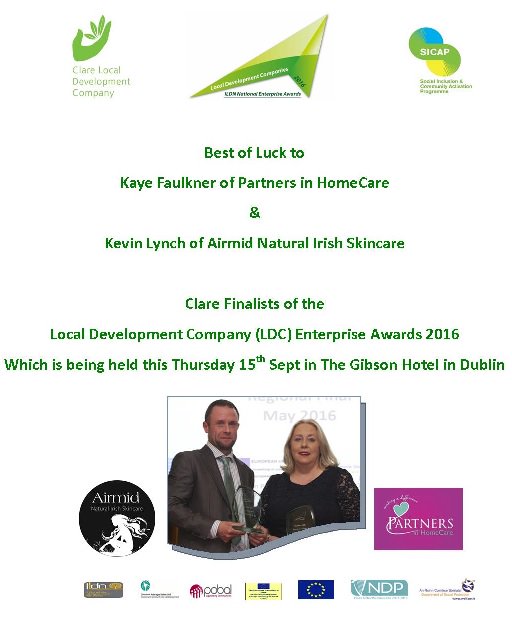 clarejobsupport's tweet photo. Best of luck to @Partnersinhome &amp; @Airmidsoap at the @LCDC Enterprise Awards in Dublin tomorrow night. #success https://t.co/5es9JmPq5K