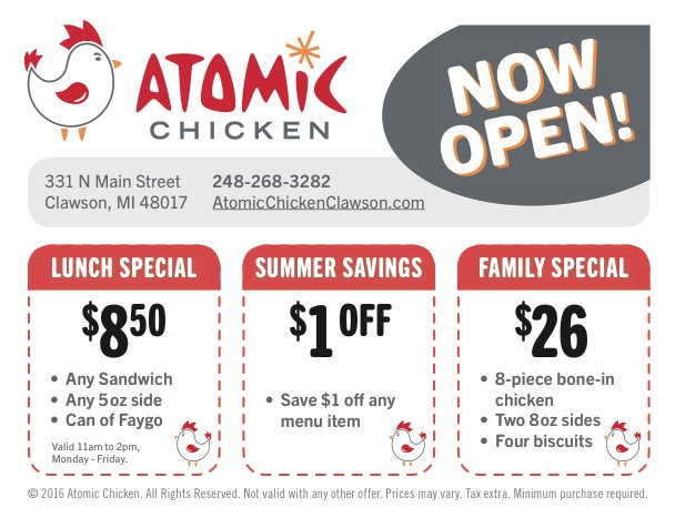 ChickenAtomic's tweet image. Be sure to catch our summer savings before it ends!