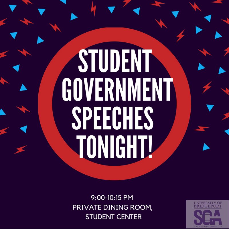 UBSGA's tweet photo. Come out tonight to hear the candidate speeches before casting your vote! #UB #SGA #Speeches #Vote https://t.co/lY8pPvG5aH