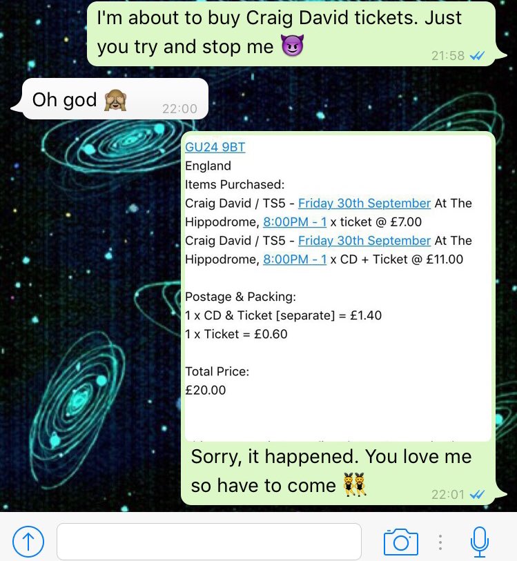 Sew_Devine's tweet image. My boyfriend loves me 😅 @CraigDavid here we come 👯