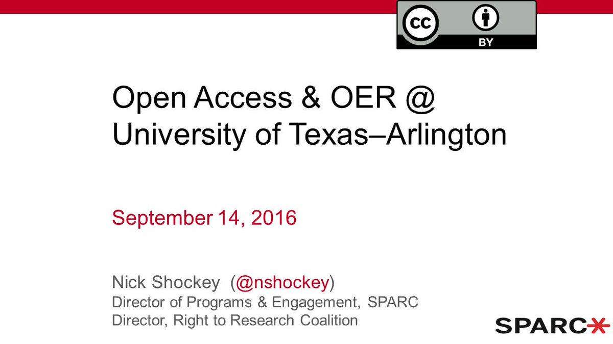 PeggySemingson's tweet photo. Great talk at @utalibraries @ #opened publishing from @nshockey of @SPARC_NA at @utarlington @KellyVisnak #utadna https://t.co/ZtzsQuXEXH