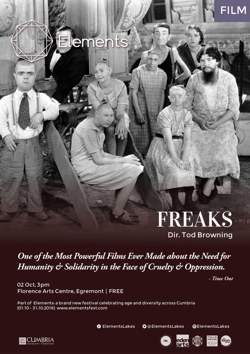 ElementsLakes's tweet image. FREE Freaks (1932) selected by Ruth Gould @DaDaFest #ElementsFilms, 02 Oct @ArtsFlorence elementsfest.com/event/film-fre…