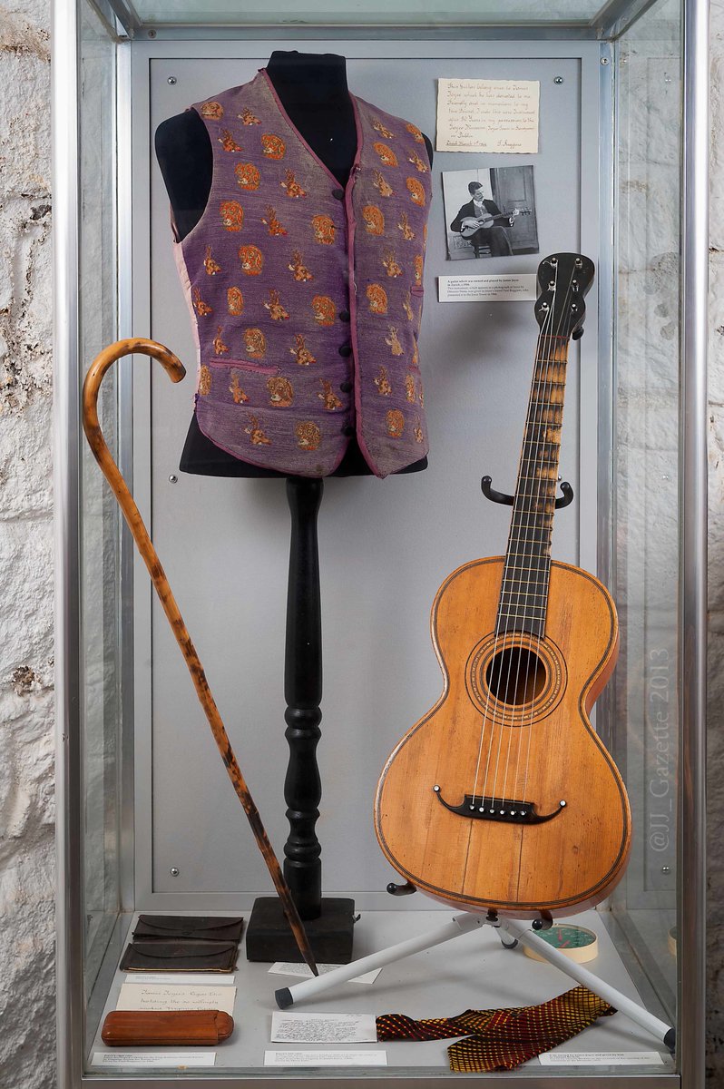 JJ_Gazette's tweet photo. .@PeterChrisp Waistcoat at @JoyceTower. Made by #JamesJoyce’s grandmother; it’s described in short story THE DEAD. https://t.co/8Jap9bG3Ke