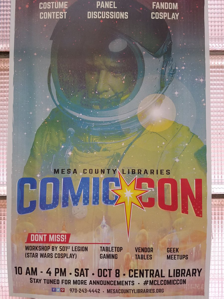 GJComickers's tweet photo. Mesa County Libraries are too good for this place. #MCLComicCon https://t.co/2csGs8Bhal