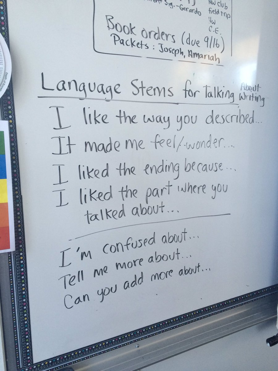FelicitaSchool's tweet photo. 4th scholars @FelicitaSchool reference language stems when talking about their writing https://t.co/MUaPjYVNOD